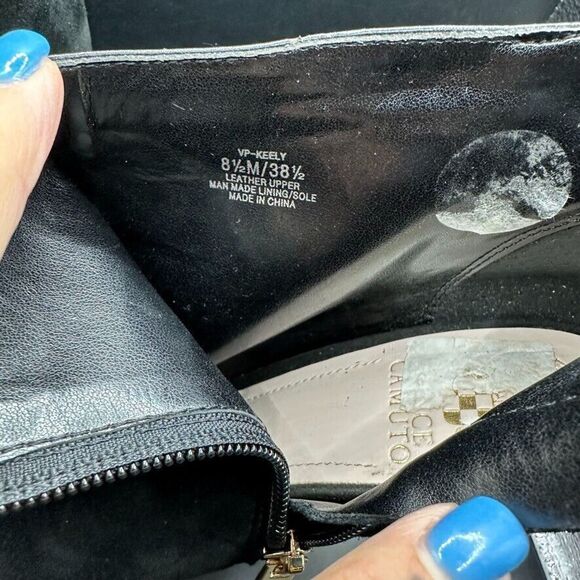 Vince Camuto Heeled Booties Womens 8.5 M Keely Black suede leather open toe - Picture 16 of 16